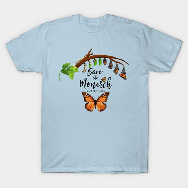 Save the Monarch Butterflies T-Shirt by WalkingMombieDesign